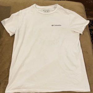 Unisex White Columbia T- shirt, logo on back